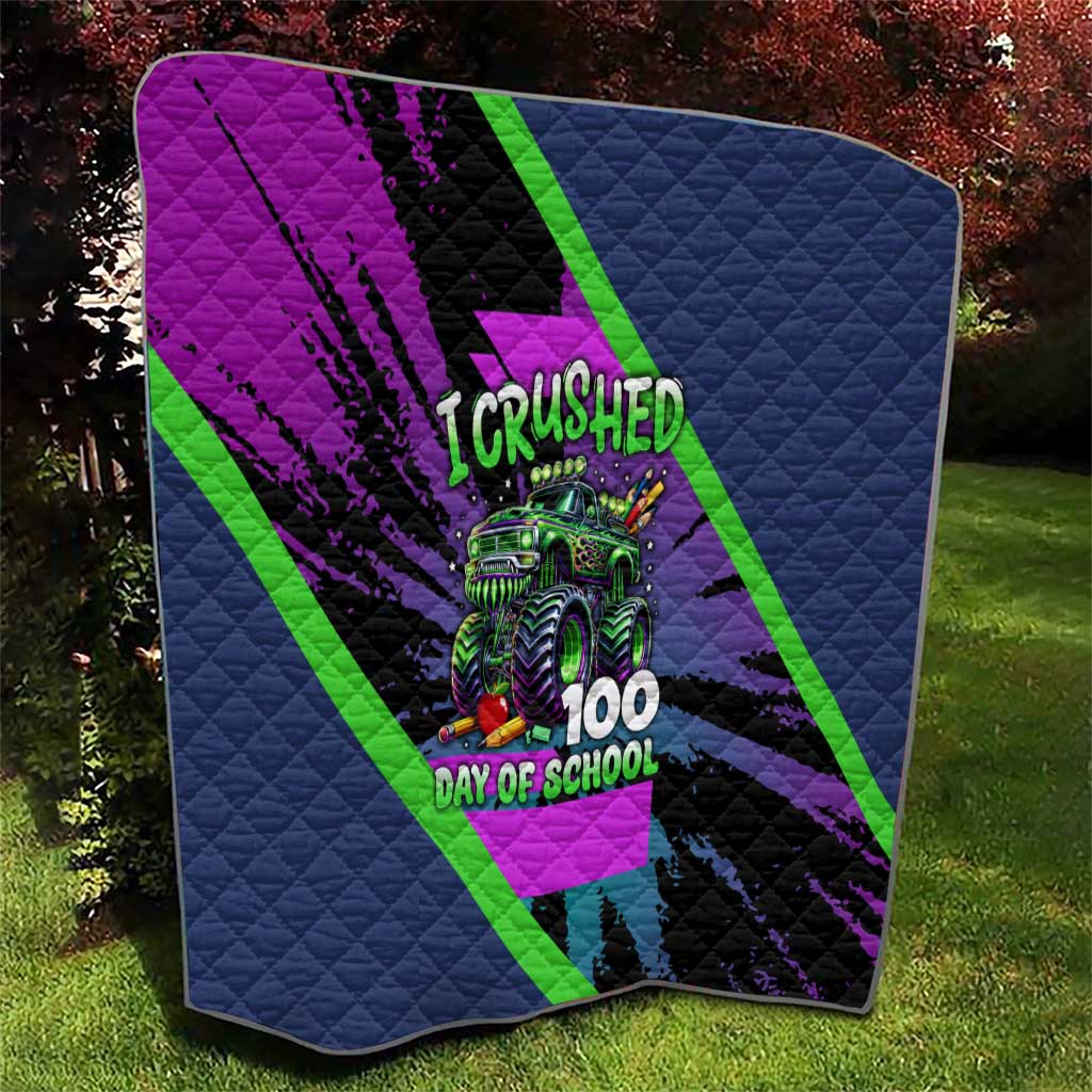 I Crushed 100 Days of School Monster Truck Quilt 100th Day Boys - Retro Radiant Pattern