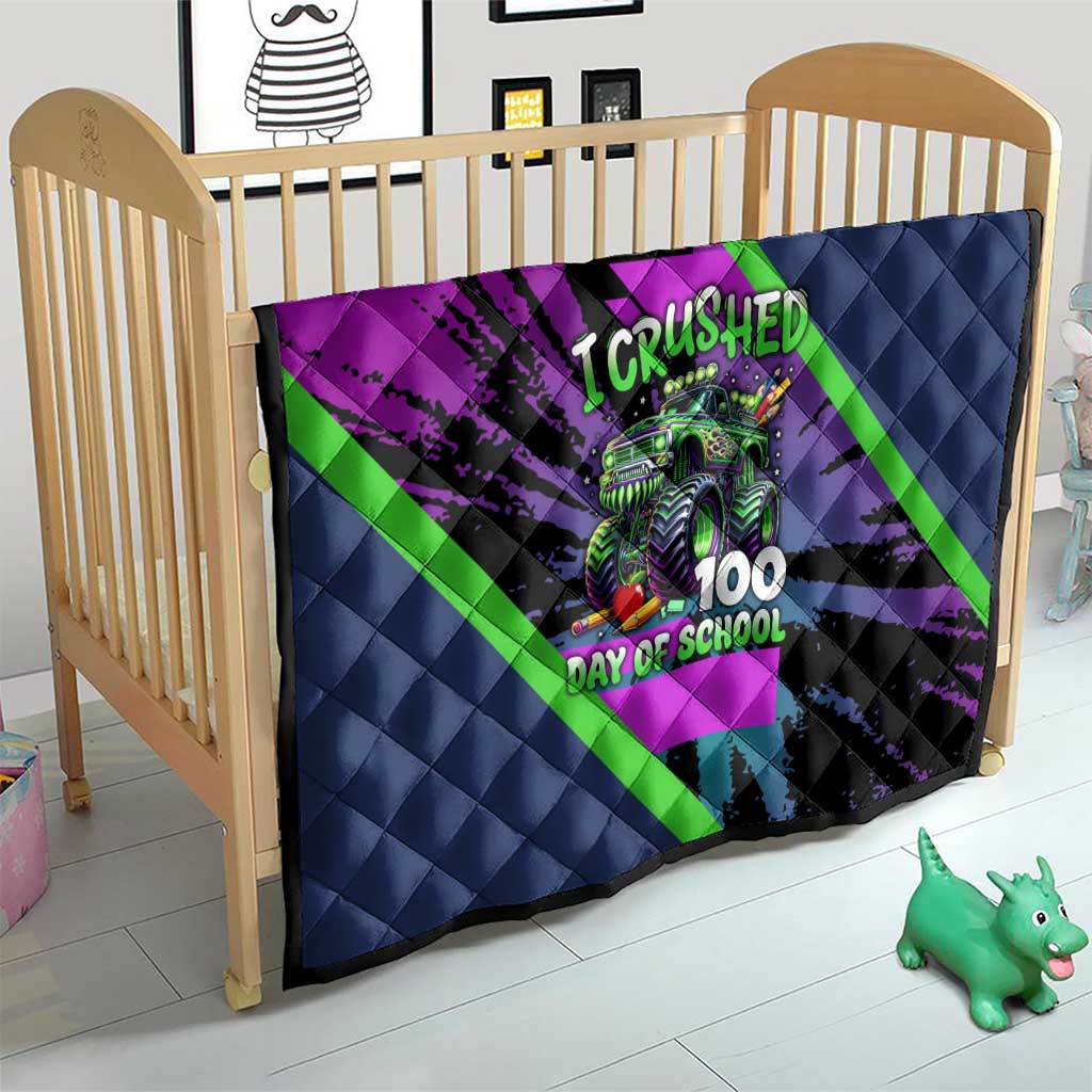 I Crushed 100 Days of School Monster Truck Quilt 100th Day Boys - Retro Radiant Pattern