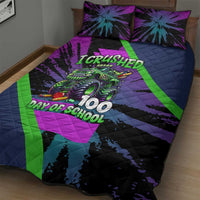 I Crushed 100 Days of School Monster Truck Quilt Bed Set 100th Day Boys - Retro Radiant Pattern