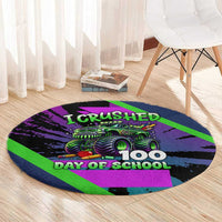 I Crushed 100 Days of School Monster Truck Round Carpet 100th Day Boys - Retro Radiant Pattern