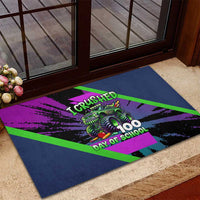 I Crushed 100 Days of School Monster Truck Rubber Doormat 100th Day Boys - Retro Radiant Pattern