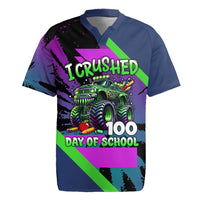 I Crushed 100 Days of School Monster Truck Rugby Jersey 100th Day Boys - Retro Radiant Pattern