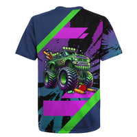 I Crushed 100 Days of School Monster Truck Rugby Jersey 100th Day Boys - Retro Radiant Pattern