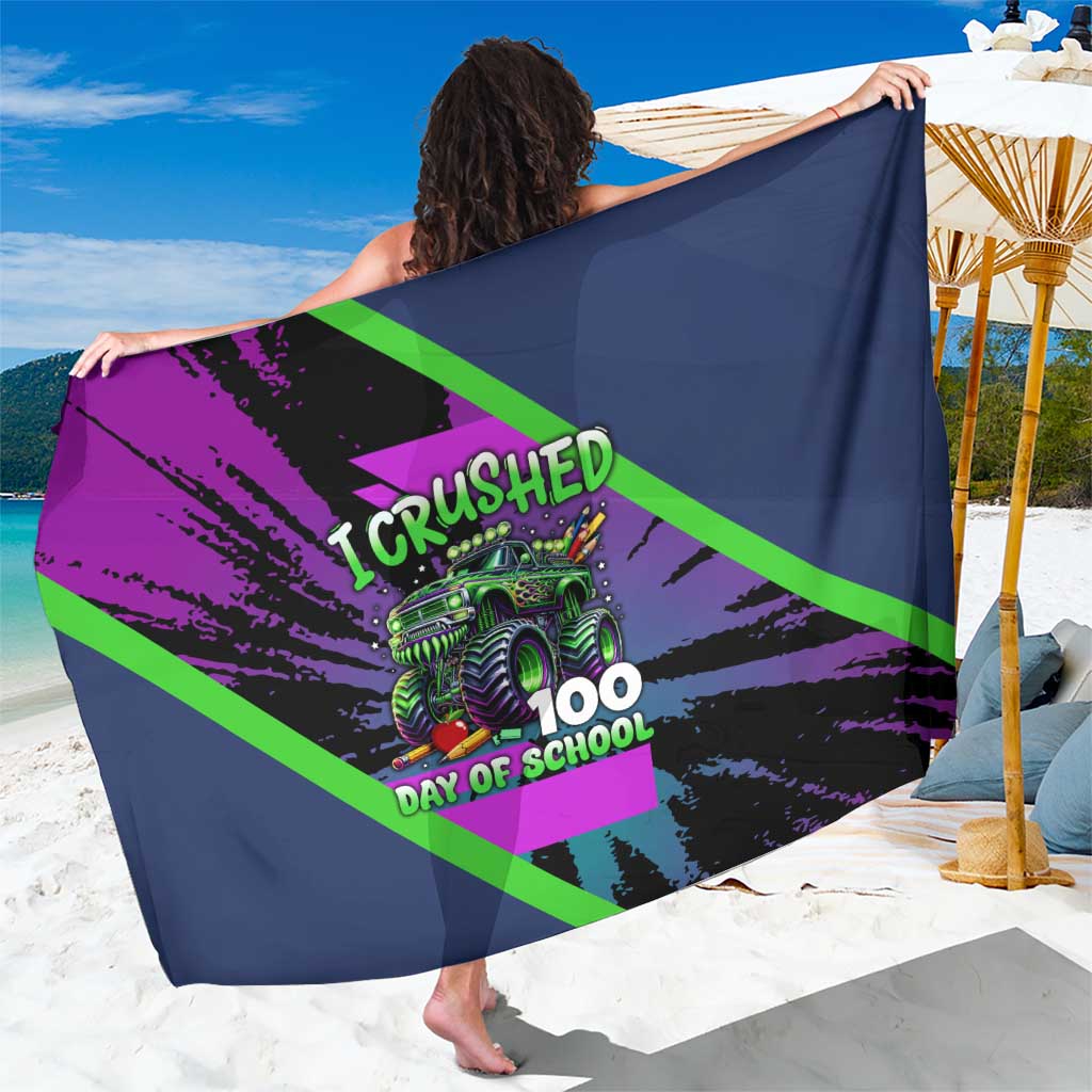 I Crushed 100 Days of School Monster Truck Sarong 100th Day Boys - Retro Radiant Pattern