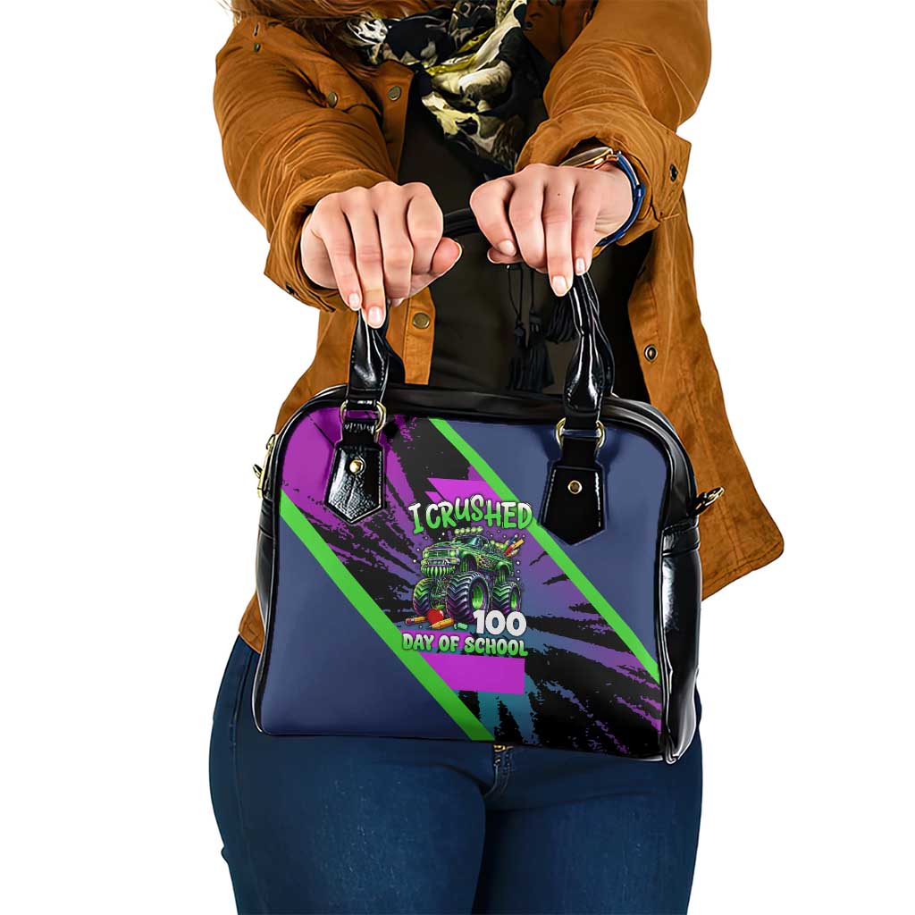 I Crushed 100 Days of School Monster Truck Shoulder Handbag 100th Day Boys - Retro Radiant Pattern