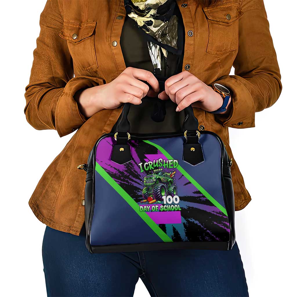 I Crushed 100 Days of School Monster Truck Shoulder Handbag 100th Day Boys - Retro Radiant Pattern