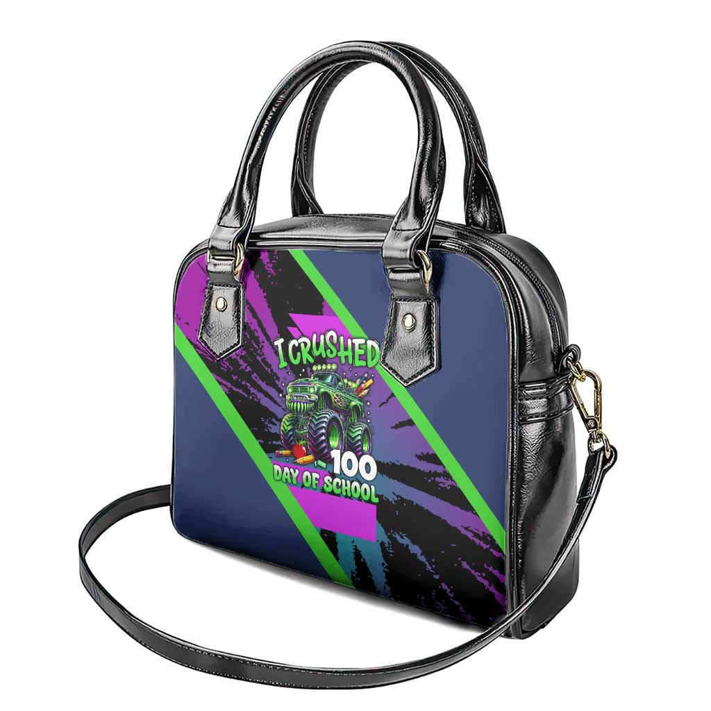 I Crushed 100 Days of School Monster Truck Shoulder Handbag 100th Day Boys - Retro Radiant Pattern