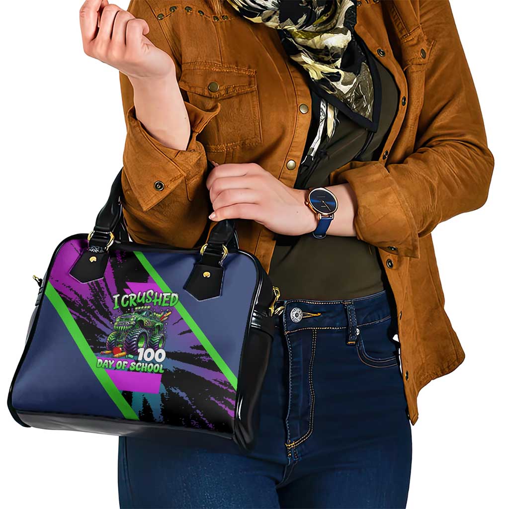 I Crushed 100 Days of School Monster Truck Shoulder Handbag 100th Day Boys - Retro Radiant Pattern