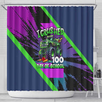I Crushed 100 Days of School Monster Truck Shower Curtain 100th Day Boys - Retro Radiant Pattern