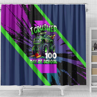 I Crushed 100 Days of School Monster Truck Shower Curtain 100th Day Boys - Retro Radiant Pattern