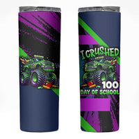 I Crushed 100 Days of School Monster Truck Skinny Tumbler 100th Day Boys - Retro Radiant Pattern
