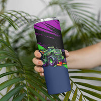 I Crushed 100 Days of School Monster Truck Skinny Tumbler 100th Day Boys - Retro Radiant Pattern