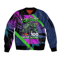 I Crushed 100 Days of School Monster Truck Sleeve Zip Bomber Jacket 100th Day Boys - Retro Radiant Pattern