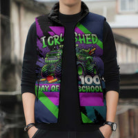 I Crushed 100 Days of School Monster Truck Sleeveless Puffer Jacket 100th Day Boys - Retro Radiant Pattern