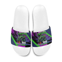 I Crushed 100 Days of School Monster Truck Slide Sandals 100th Day Boys - Retro Radiant Pattern