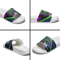I Crushed 100 Days of School Monster Truck Slide Sandals 100th Day Boys - Retro Radiant Pattern