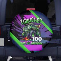 I Crushed 100 Days of School Monster Truck Spare Tire Cover 100th Day Boys - Retro Radiant Pattern