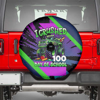 I Crushed 100 Days of School Monster Truck Spare Tire Cover 100th Day Boys - Retro Radiant Pattern