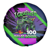 I Crushed 100 Days of School Monster Truck Spare Tire Cover 100th Day Boys - Retro Radiant Pattern