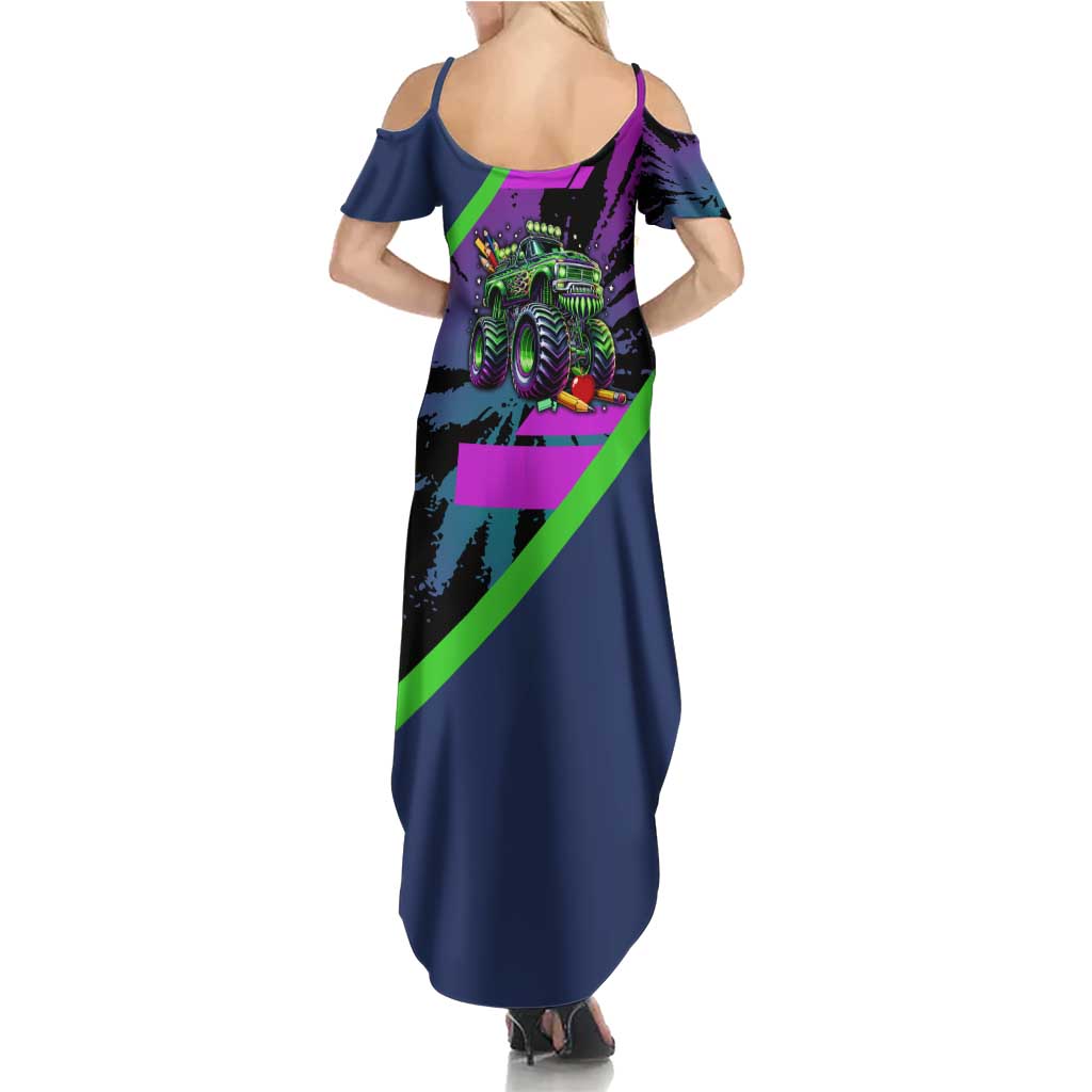 I Crushed 100 Days of School Monster Truck Summer Maxi Dress 100th Day Boys - Retro Radiant Pattern