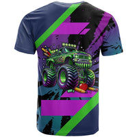 I Crushed 100 Days of School Monster Truck T Shirt 100th Day Boys - Retro Radiant Pattern