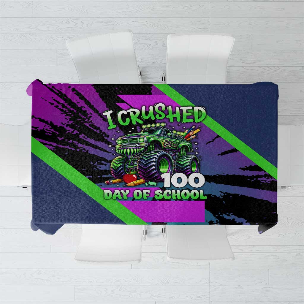 I Crushed 100 Days of School Monster Truck Tablecloth 100th Day Boys - Retro Radiant Pattern