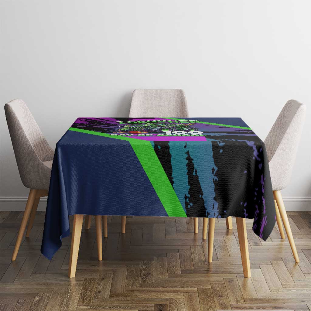 I Crushed 100 Days of School Monster Truck Tablecloth 100th Day Boys - Retro Radiant Pattern