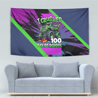 I Crushed 100 Days of School Monster Truck Tapestry 100th Day Boys - Retro Radiant Pattern