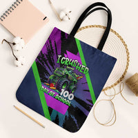 I Crushed 100 Days of School Monster Truck Tote Bag 100th Day Boys - Retro Radiant Pattern