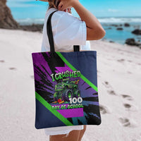 I Crushed 100 Days of School Monster Truck Tote Bag 100th Day Boys - Retro Radiant Pattern