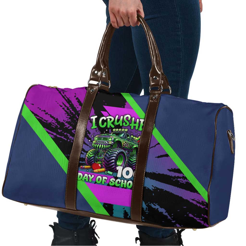 I Crushed 100 Days of School Monster Truck Travel Bag 100th Day Boys - Retro Radiant Pattern