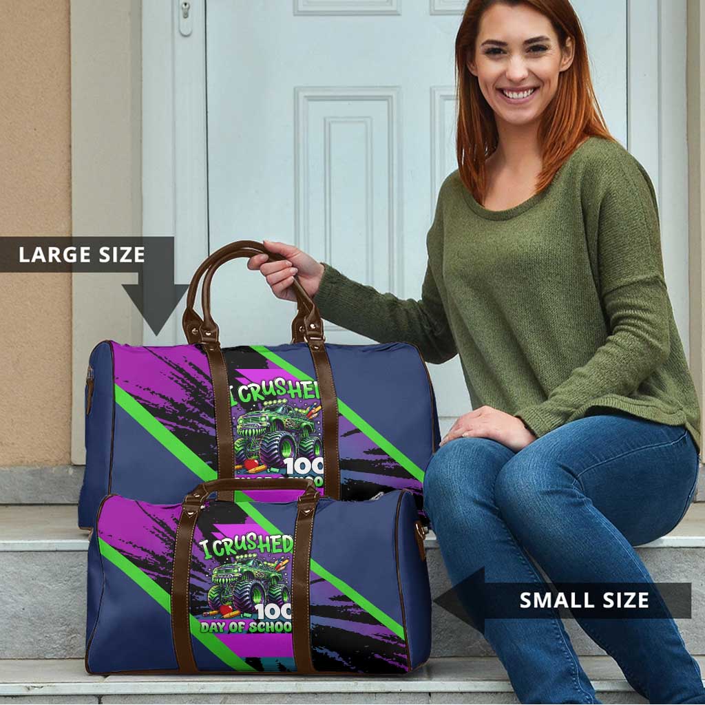 I Crushed 100 Days of School Monster Truck Travel Bag 100th Day Boys - Retro Radiant Pattern
