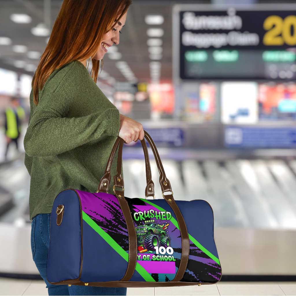 I Crushed 100 Days of School Monster Truck Travel Bag 100th Day Boys - Retro Radiant Pattern