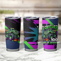 I Crushed 100 Days of School Monster Truck Tumbler Cup 100th Day Boys - Retro Radiant Pattern