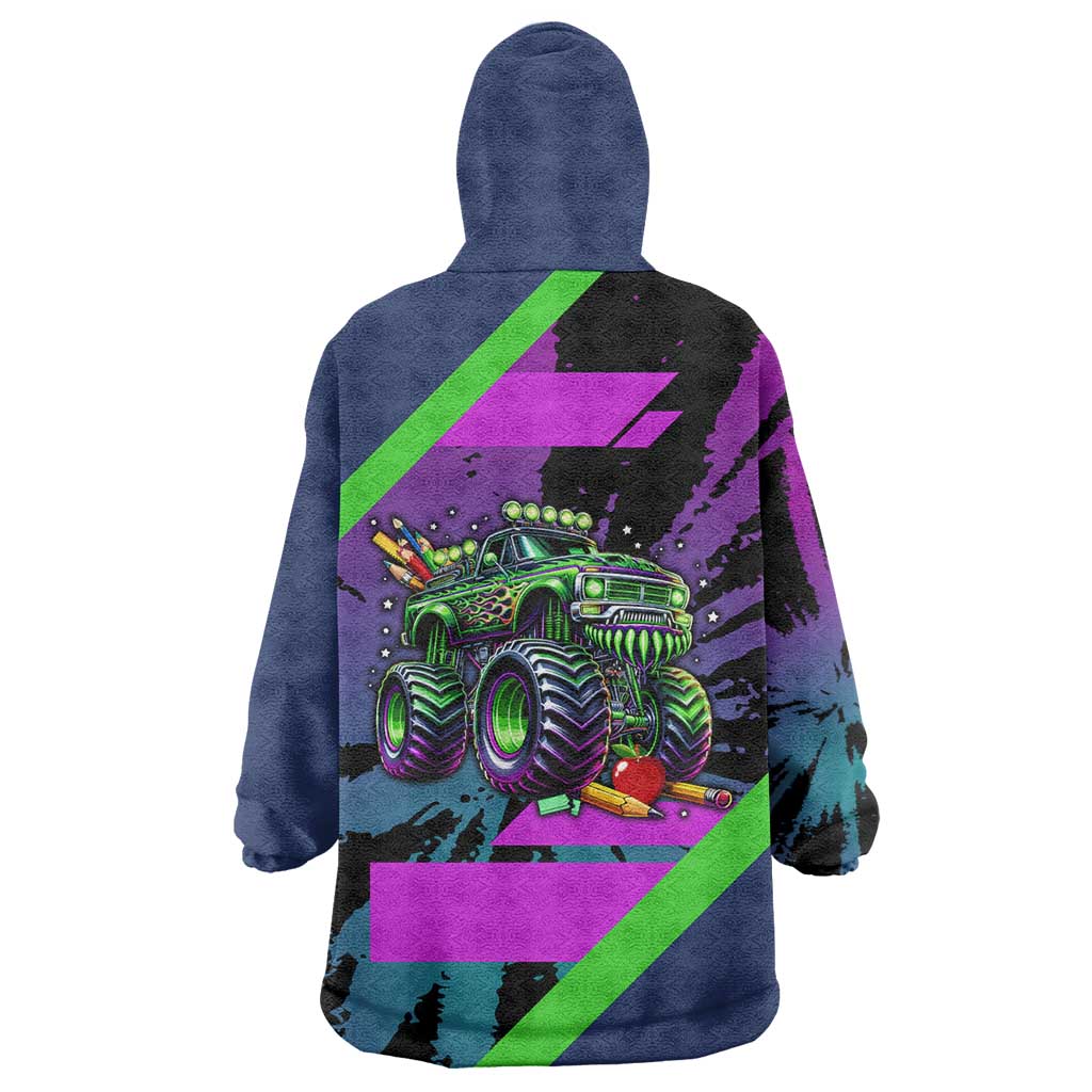I Crushed 100 Days of School Monster Truck Wearable Blanket Hoodie 100th Day Boys - Retro Radiant Pattern