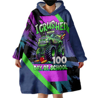 I Crushed 100 Days of School Monster Truck Wearable Blanket Hoodie 100th Day Boys - Retro Radiant Pattern