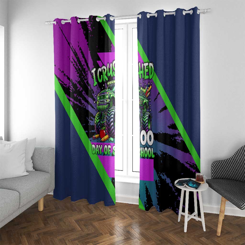 I Crushed 100 Days of School Monster Truck Window Curtain 100th Day Boys - Retro Radiant Pattern