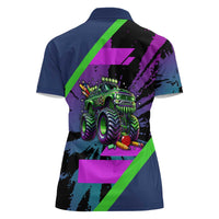 I Crushed 100 Days of School Monster Truck Women Polo Shirt 100th Day Boys - Retro Radiant Pattern