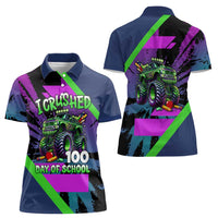 I Crushed 100 Days of School Monster Truck Women Polo Shirt 100th Day Boys - Retro Radiant Pattern
