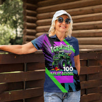 I Crushed 100 Days of School Monster Truck Women Polo Shirt 100th Day Boys - Retro Radiant Pattern
