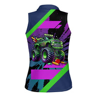 I Crushed 100 Days of School Monster Truck Women Sleeveless Polo Shirt 100th Day Boys - Retro Radiant Pattern