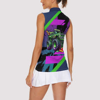 I Crushed 100 Days of School Monster Truck Women Sleeveless Polo Shirt 100th Day Boys - Retro Radiant Pattern