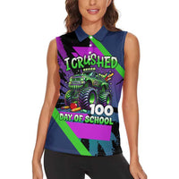 I Crushed 100 Days of School Monster Truck Women Sleeveless Polo Shirt 100th Day Boys - Retro Radiant Pattern