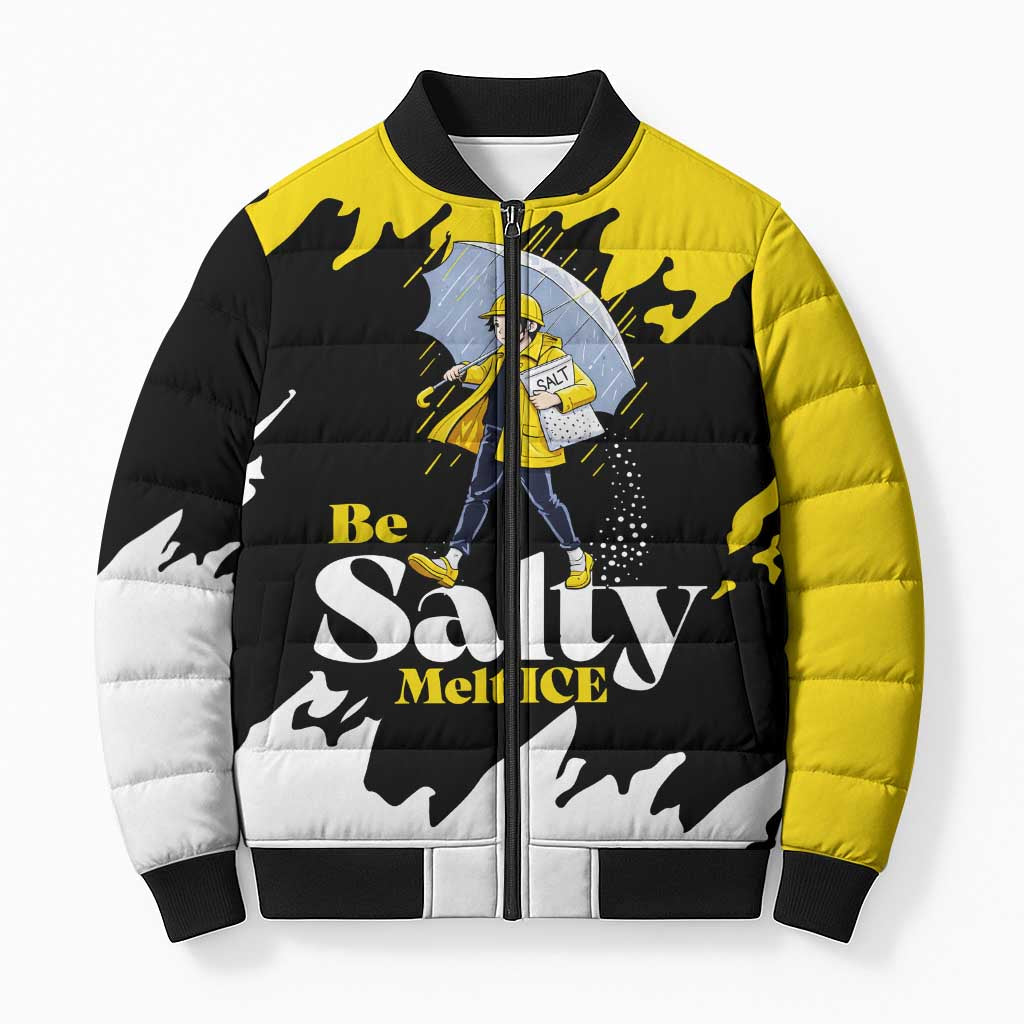 Be Salty Melt Ice Bomber Puffer Jacket with Bold Splash Pattern
