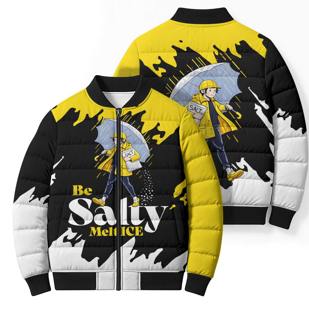 Be Salty Melt Ice Bomber Puffer Jacket with Bold Splash Pattern
