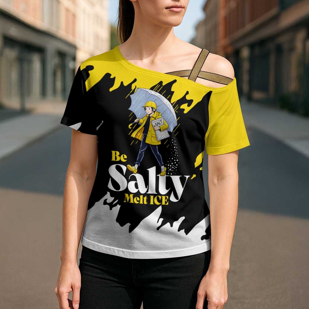Be Salty Melt Ice Cross Shoulder Shirt with Bold Splash Pattern
