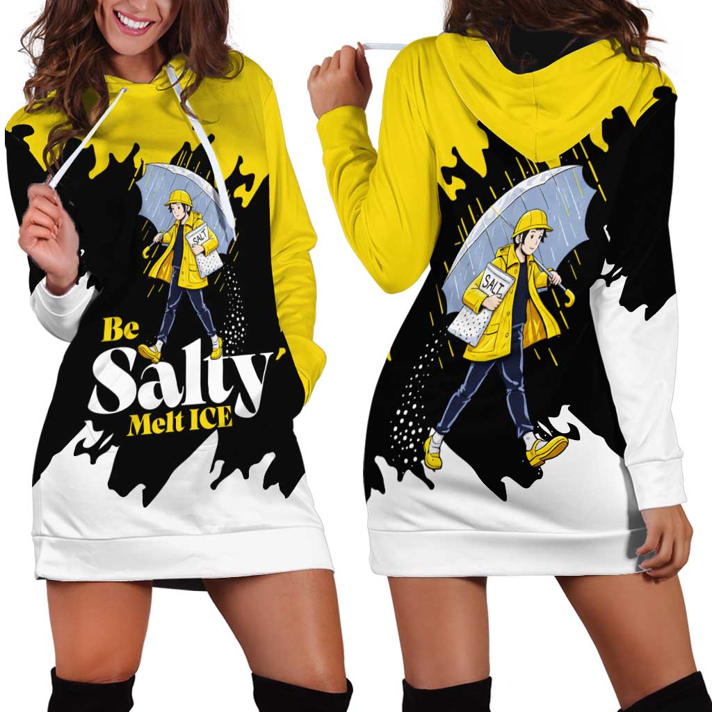 Be Salty Melt Ice Hoodie Dress with Bold Splash Pattern