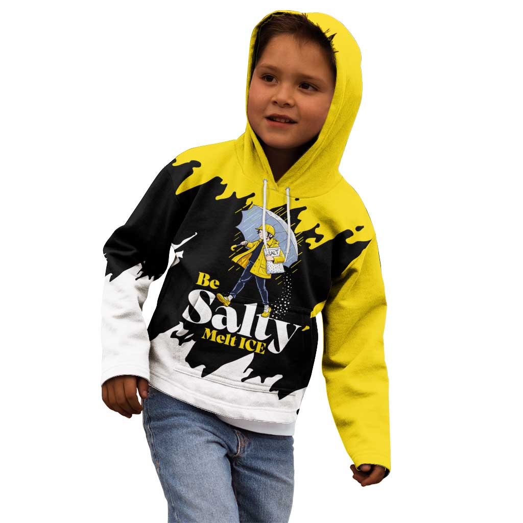 Be Salty Melt Ice Kid Hoodie with Bold Splash Pattern