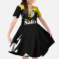 Be Salty Melt Ice Kid Short Sleeve Dress with Bold Splash Pattern