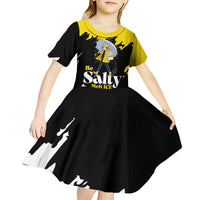 Be Salty Melt Ice Kid Short Sleeve Dress with Bold Splash Pattern